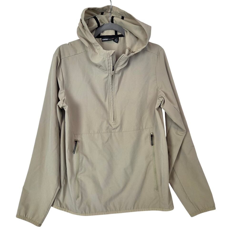 Swiss Tech Men's Performance Jacket S (34-36) Beige Hooded 1/4 Zip Lightweight